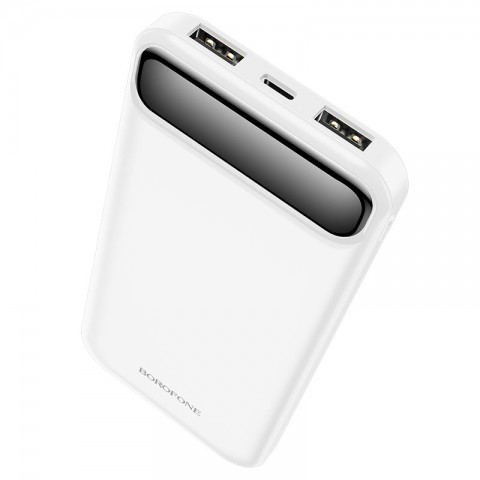 Nešiojamas įkroviklis - akumuliatorius 10000mAh 2xUSB + USB C baltas (white) Borofone BJ14